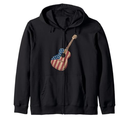 Gitarre Tshirt Herren Damen Gitarrist Musik Rock USA Flagge Kapuzenjacke Gitarre Tshirt Herren Damen Gitarrist Musik Rock USA Flagge Kapuzenjacke von Gitarrist TShirt Patriotic USA Rock American