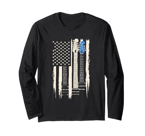 Gitarre Tshirt Herren Damen Gitarrist Musik Rock USA Flagge Langarmshirt Gitarre Tshirt Herren Damen Gitarrist Musik Rock USA Flagge Langarmshirt von Gitarrist TShirt Patriotic USA Rock American