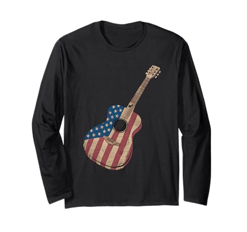 Gitarre Tshirt Herren Damen Gitarrist Musik Rock USA Flagge Langarmshirt Gitarre Tshirt Herren Damen Gitarrist Musik Rock USA Flagge Langarmshirt von Gitarrist TShirt Patriotic USA Rock American