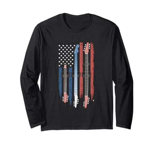 Gitarre Tshirt Herren Damen Gitarrist Musik Rock USA Flagge Langarmshirt Gitarre Tshirt Herren Damen Gitarrist Musik Rock USA Flagge Langarmshirt von Gitarrist TShirt Patriotic USA Rock American