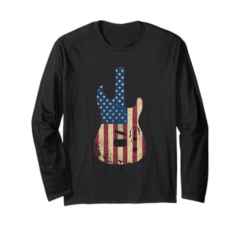 Gitarre Tshirt Herren Damen Gitarrist Musik Rock USA Flagge Langarmshirt Gitarre Tshirt Herren Damen Gitarrist Musik Rock USA Flagge Langarmshirt von Gitarrist TShirt Patriotic USA Rock American