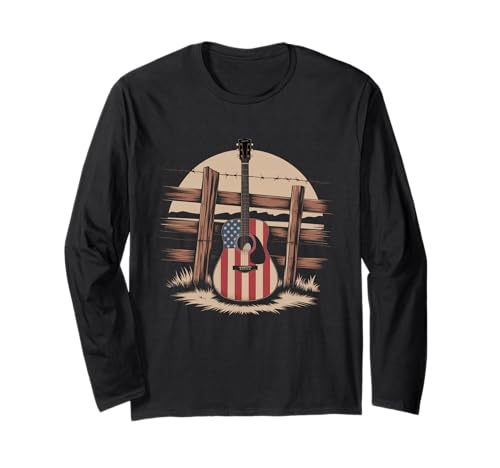 Gitarre Tshirt Herren Damen Gitarrist Musik Rock USA Flagge Langarmshirt Gitarre Tshirt Herren Damen Gitarrist Musik Rock USA Flagge Langarmshirt von Gitarrist TShirt Patriotic USA Rock American