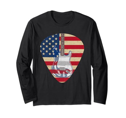 Gitarre Tshirt Herren Damen Gitarrist Musik Rock USA Flagge Langarmshirt Gitarre Tshirt Herren Damen Gitarrist Musik Rock USA Flagge Langarmshirt von Gitarrist TShirt Patriotic USA Rock American