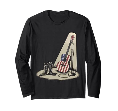 Gitarre Tshirt Herren Damen Gitarrist Musik Rock USA Flagge Langarmshirt Gitarre Tshirt Herren Damen Gitarrist Musik Rock USA Flagge Langarmshirt von Gitarrist TShirt Patriotic USA Rock American