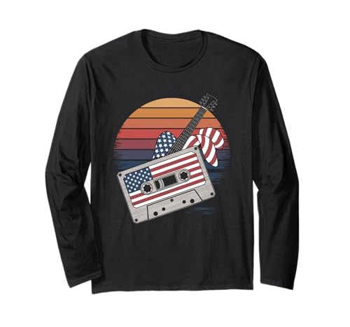 Gitarre Tshirt Herren Damen Gitarrist Musik Rock USA Flagge Langarmshirt Gitarre Tshirt Herren Damen Gitarrist Musik Rock USA Flagge Langarmshirt von Gitarrist TShirt Patriotic USA Rock American