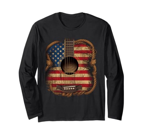 Gitarre Tshirt Herren Damen Gitarrist Musik Rock USA Flagge Langarmshirt Gitarre Tshirt Herren Damen Gitarrist Musik Rock USA Flagge Langarmshirt von Gitarrist TShirt Patriotic USA Rock American