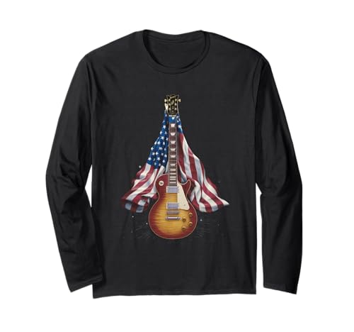 Gitarre Tshirt Herren Damen Gitarrist Musik Rock USA Flagge Langarmshirt Gitarre Tshirt Herren Damen Gitarrist Musik Rock USA Flagge Langarmshirt von Gitarrist TShirt Patriotic USA Rock American