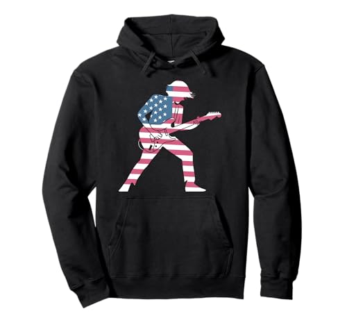 Gitarre Tshirt Herren Damen Gitarrist Musik Rock USA Flagge Pullover Hoodie von Gitarrist TShirt Patriotic USA Rock American