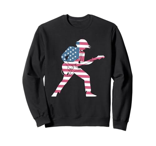 Gitarre Tshirt Herren Damen Gitarrist Musik Rock USA Flagge Sweatshirt Gitarre Tshirt Herren Damen Gitarrist Musik Rock USA Flagge Sweatshirt von Gitarrist TShirt Patriotic USA Rock American