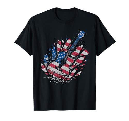 Gitarre Tshirt Herren Damen Gitarrist Musik Rock USA Flagge T-Shirt Gitarre Tshirt Herren Damen Gitarrist Musik Rock USA Flagge T-Shirt von Gitarrist TShirt Patriotic USA Rock American
