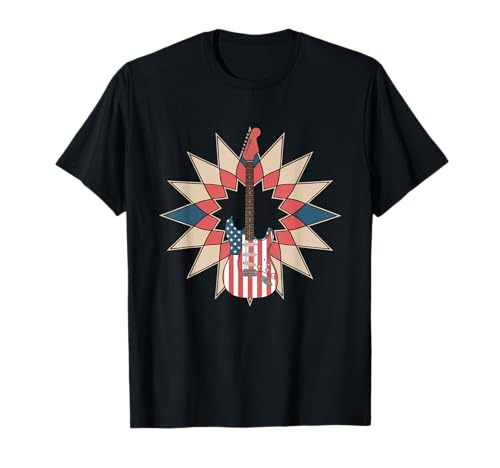 Gitarre Tshirt Herren Damen Gitarrist Musik Rock USA Flagge T-Shirt Gitarre Tshirt Herren Damen Gitarrist Musik Rock USA Flagge T-Shirt von Gitarrist TShirt Patriotic USA Rock American