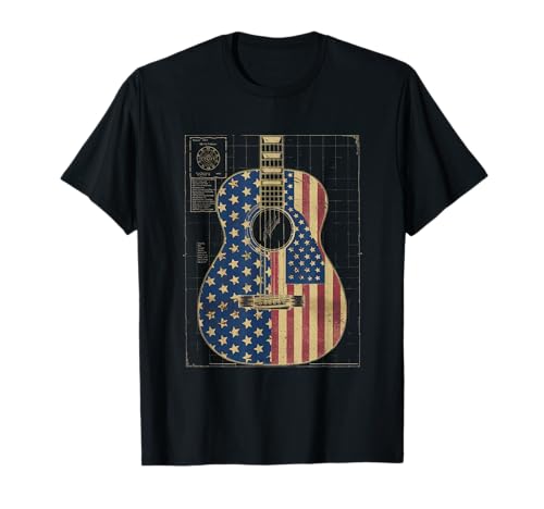 Gitarre Tshirt Herren Damen Gitarrist Musik Rock USA Flagge T-Shirt Gitarre Tshirt Herren Damen Gitarrist Musik Rock USA Flagge T-Shirt von Gitarrist TShirt Patriotic USA Rock American