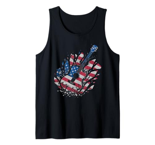 Gitarre Tshirt Herren Damen Gitarrist Musik Rock USA Flagge Tank Top Gitarre Tshirt Herren Damen Gitarrist Musik Rock USA Flagge Tank Top von Gitarrist TShirt Patriotic USA Rock American