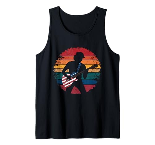 Gitarre Tshirt Herren Damen Gitarrist Musik Rock USA Flagge Tank Top von Gitarrist TShirt Patriotic USA Rock American
