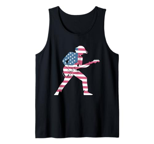 Gitarre Tshirt Herren Damen Gitarrist Musik Rock USA Flagge Tank Top Gitarre Tshirt Herren Damen Gitarrist Musik Rock USA Flagge Tank Top von Gitarrist TShirt Patriotic USA Rock American