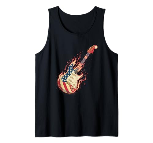 Gitarre Tshirt Herren Damen Gitarrist Musik Rock USA Flagge Tank Top Gitarre Tshirt Herren Damen Gitarrist Musik Rock USA Flagge Tank Top von Gitarrist TShirt Patriotic USA Rock American