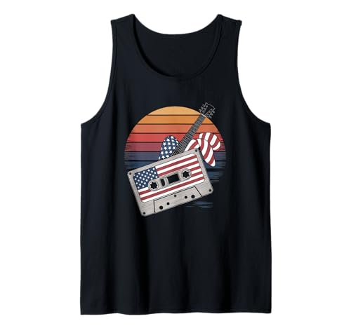 Gitarre Tshirt Herren Damen Gitarrist Musik Rock USA Flagge Tank Top von Gitarrist TShirt Patriotic USA Rock American