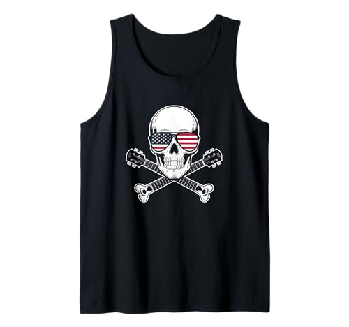 Gitarre Tshirt Herren Damen Gitarrist Musik Rock USA Flagge Tank Top von Gitarrist TShirt Patriotic USA Rock American