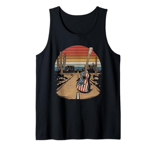 Gitarre Tshirt Herren Damen Gitarrist Musik Rock USA Flagge Tank Top von Gitarrist TShirt Patriotic USA Rock American