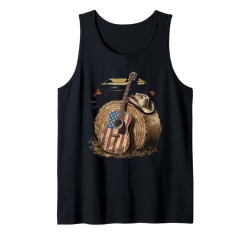 Gitarre Tshirt Herren Damen Gitarrist Musik Rock USA Flagge Tank Top von Gitarrist TShirt Patriotic USA Rock American