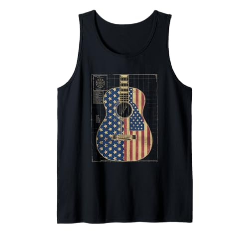 Gitarre Tshirt Herren Damen Gitarrist Musik Rock USA Flagge Tank Top Gitarre Tshirt Herren Damen Gitarrist Musik Rock USA Flagge Tank Top von Gitarrist TShirt Patriotic USA Rock American