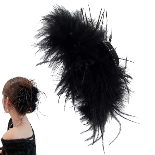 Feder Haarklammer Künstliche Straußenfeder Clip Festival Haarschmuck Große Haarnadel Clip Dicke Haarklammer Stilvolle Haarnadel für Veranstaltungen Haarschmuck Leichte Feder Ha von Gitekain