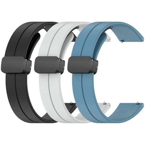 Gittos 3-Stück Magnetisch 18mm Armband für Garmin Forerunner 265S/255S Sport Quick Release Ersatzarmband Vívoactive 4S Armbänder für Venu 3S/2S,GarminMove 3S Uhrenarmband Nylon für Damen Herren von Gittos
