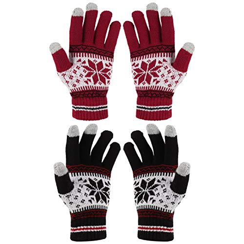 Gitua 2 Paar Touchscreen Handschuhe, Damen Winterhandschuhe Winddichte Strick Fäustlinge Handschuhe für Skifahren Radfahren Wandern Gitua 2 Paar Touchscreen Handschuhe, Damen Winterhandschuhe Winddichte Strick Fäustlinge Handschuhe für Skifahren Radfahren Wandern von Gitua