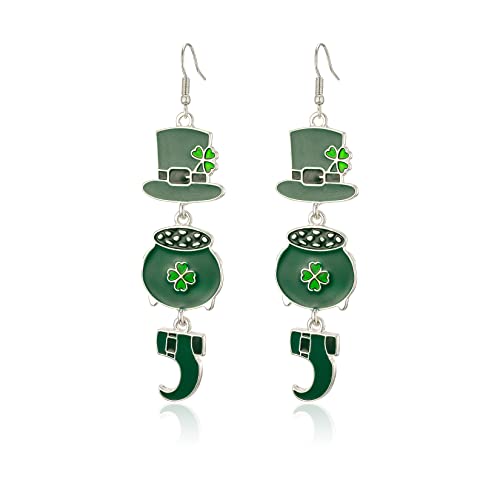 Giuesytic St. Patrick's Day Ohrringe für Frauen Kleeblatt Baumeln Ohrringe Multi Grün Versilbert 4-blättriges Kleeblatt Geschenke Urlaub Party Dekorationen Zubehör von Giuesytic
