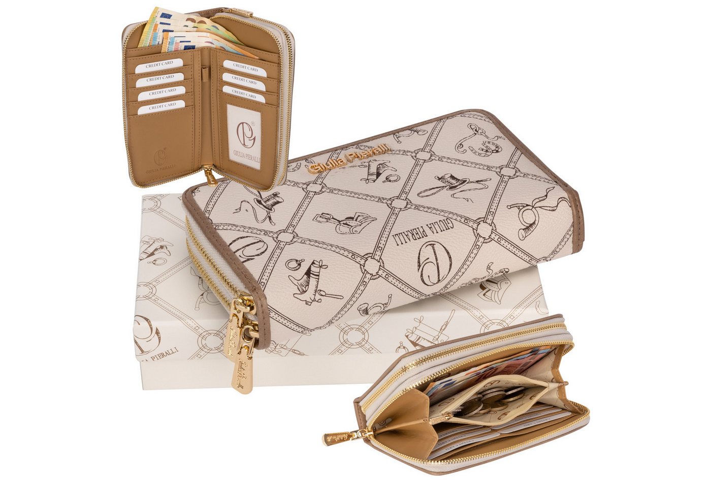 Giulia Pieralli Geldbörse Giulia Pieralli Damen Geldbörse Geldbeutel Brieftasche Portmonee XXL, Damen Geldbörse klappbar mit Reißverschluss Portemonnaie Geldbeutel von Giulia Pieralli