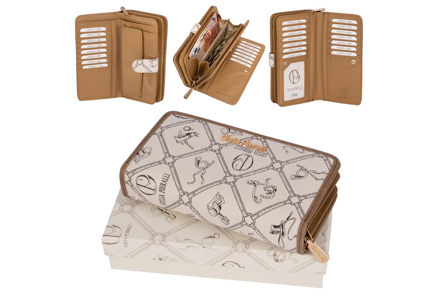 Giulia Pieralli Geldbörse Giulia Pieralli Damen Geldbörse Geldbeutel Brieftasche Portmonee XXL, Damen Geldbörse klappbar mit Reißverschluss Portemonnaie Geldbeutel von Giulia Pieralli