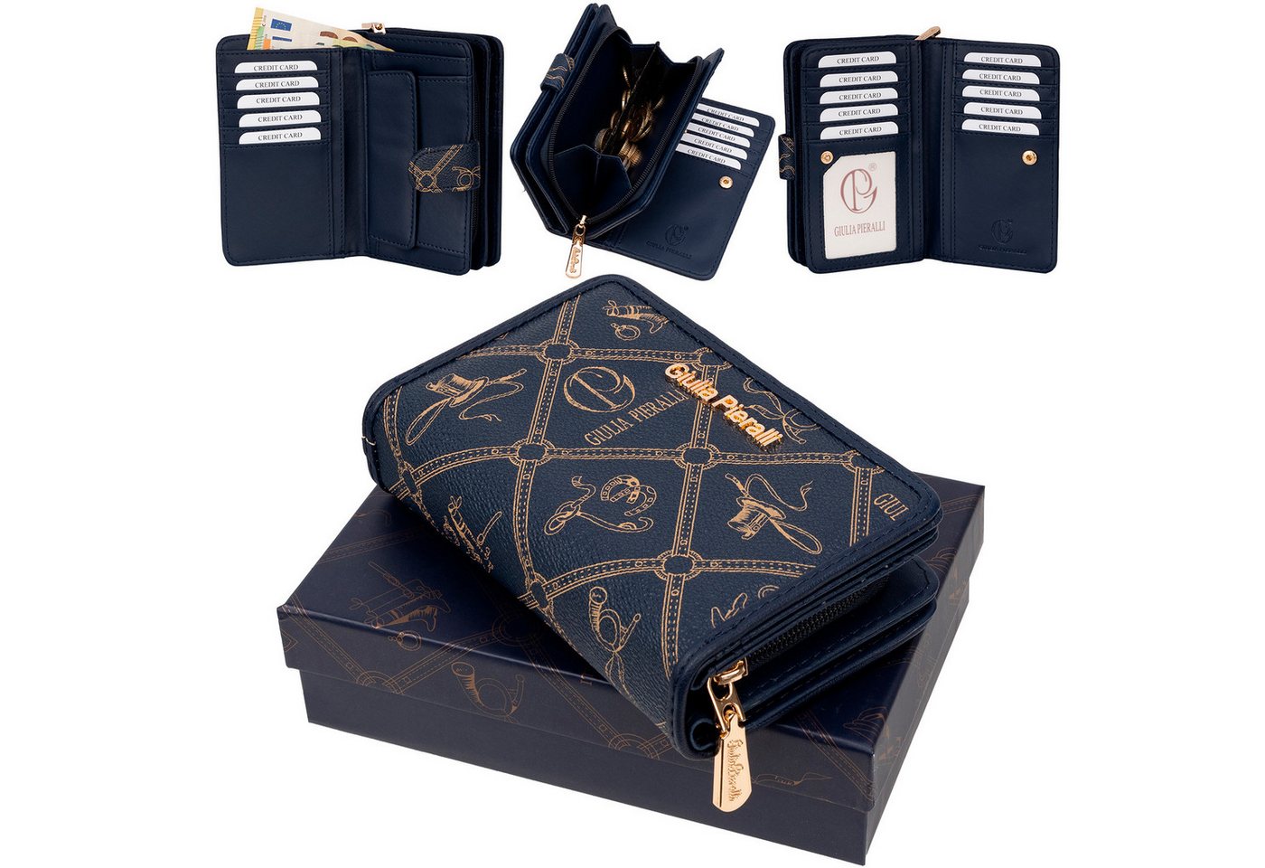 Giulia Pieralli Geldbörse Giulia Pieralli Damen Geldbörse Geldbeutel Brieftasche Portmonee XXL, Damen Geldbörse klappbar mit Reißverschluss Portemonnaie Geldbeutel von Giulia Pieralli
