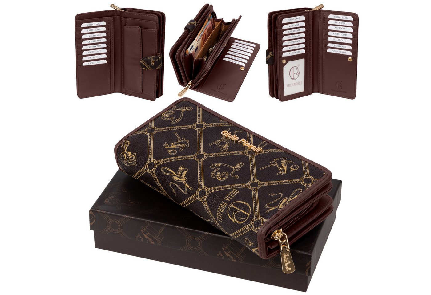 Giulia Pieralli Geldbörse Giulia Pieralli Damen Geldbörse Geldbeutel Brieftasche Portmonee XXL, Damen Geldbörse klappbar mit Reißverschluss Portemonnaie Geldbeutel von Giulia Pieralli