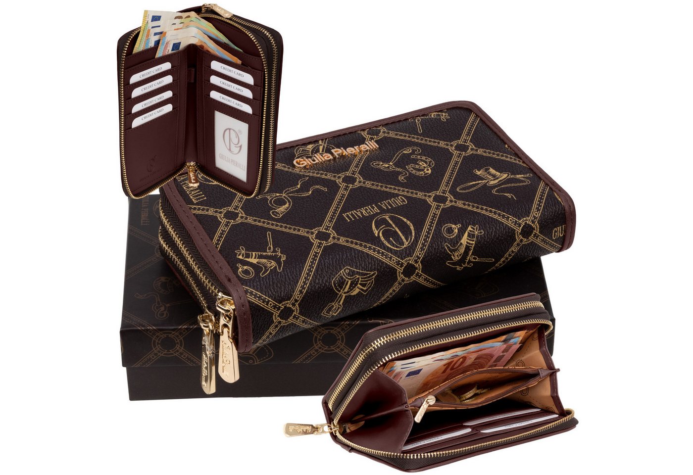Giulia Pieralli Geldbörse Giulia Pieralli Damen Geldbörse Geldbeutel Brieftasche Portmonee XXL, Damen Geldbörse klappbar mit Reißverschluss Portemonnaie Geldbeutel von Giulia Pieralli