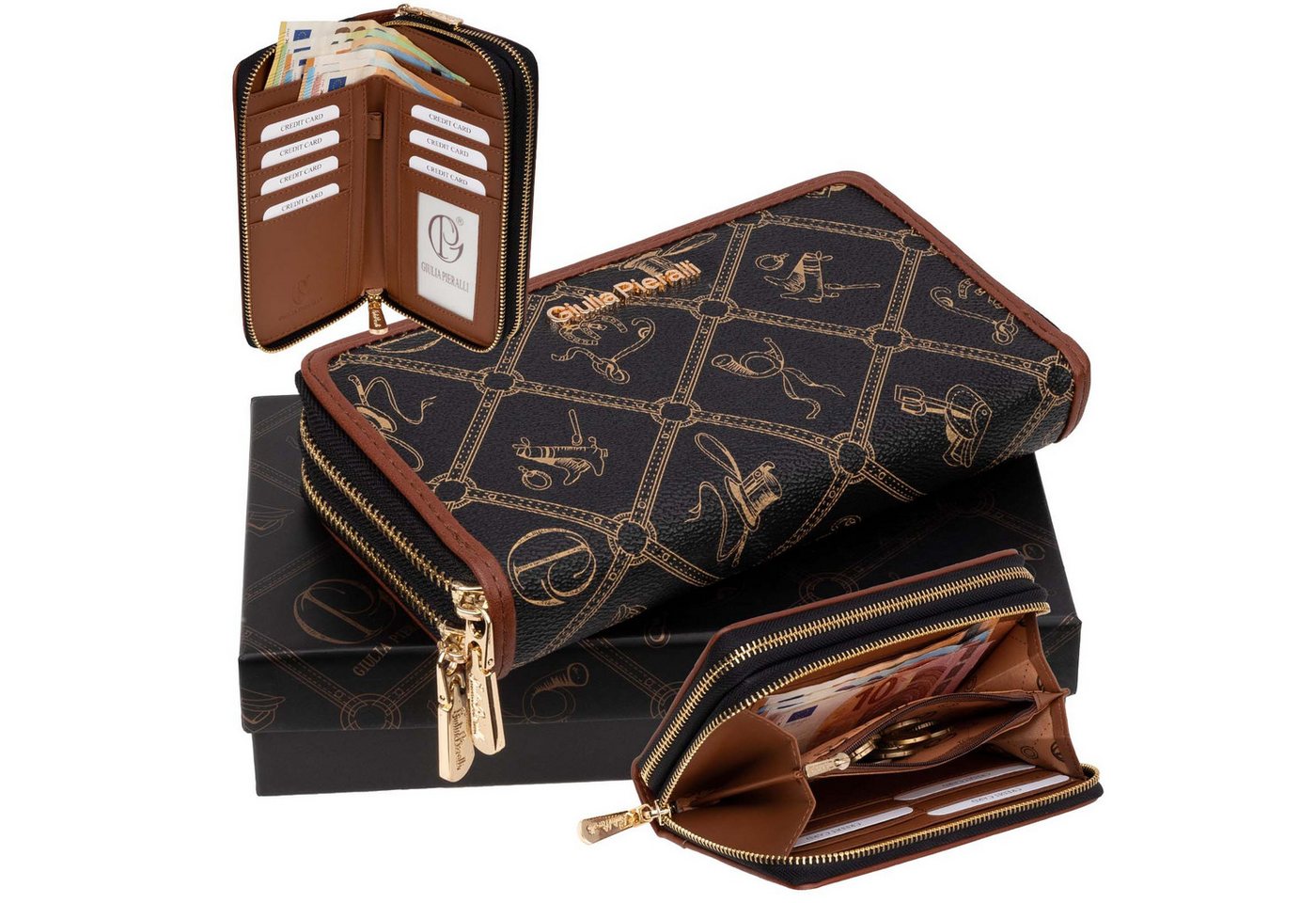 Giulia Pieralli Geldbörse Giulia Pieralli Damen Geldbörse Geldbeutel Brieftasche Portmonee XXL, Damen Geldbörse klappbar mit Reißverschluss Portemonnaie Geldbeutel von Giulia Pieralli