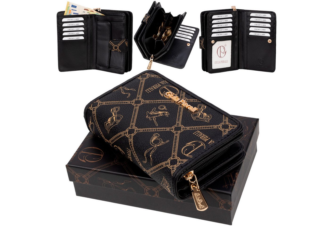 Giulia Pieralli Geldbörse Giulia Pieralli Damen Geldbörse Geldbeutel Brieftasche Portmonee XXL, Damen Geldbörse klappbar mit Reißverschluss Portemonnaie Geldbeutel von Giulia Pieralli