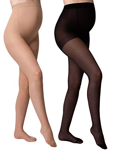 Giulia 20 Den Umstandsstrumpfhose Strumpfhose für Schwangere Mutter, Farbe: Beige, Größe: L, 2er Set von Giulia