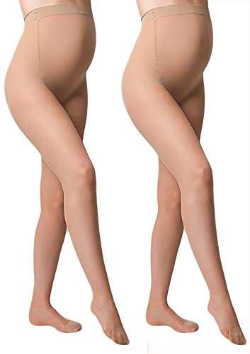 Giulia 20 Den Umstandsstrumpfhose Strumpfhose für Schwangere Mutter, Farbe: Beige, Größe: L, 2er Set von Giulia