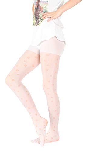 Giulia 20 Den weiße Mädchen Strumpfhose mit Logo Blumen Flower Punkten Print tattoo gemustert tights Muster durchsichtigElis 20 N3 Bianco(Weiß) 128-134 von Giulia