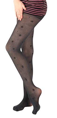 Giulia 40 Den weiße Mädchen Strumpfhose mit Logo Sternen Sternchen Print tattoo gemustert tights Muster Mindy 40 N2 Nero(Schwarz) 128-134 von Giulia