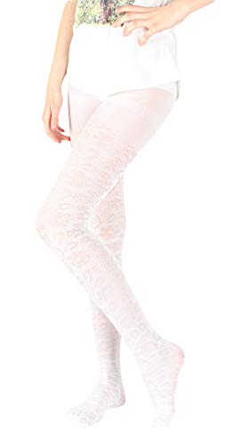 Giulia 60 Den weiße Mädchen Strumpfhose mit Logo Blumen Flower Print tattoo gemustert tights Muster Debbie 60 N1 Bianco(Weiß) 128-134 von Giulia