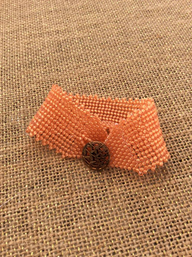 Handgewebtes Fischgrät Armband - Silber Und Grapefruit Rosa, Perfektes Geschenk Für Freundin, Einzigartiger Handgemachter Schmuck von GiulianasCorner