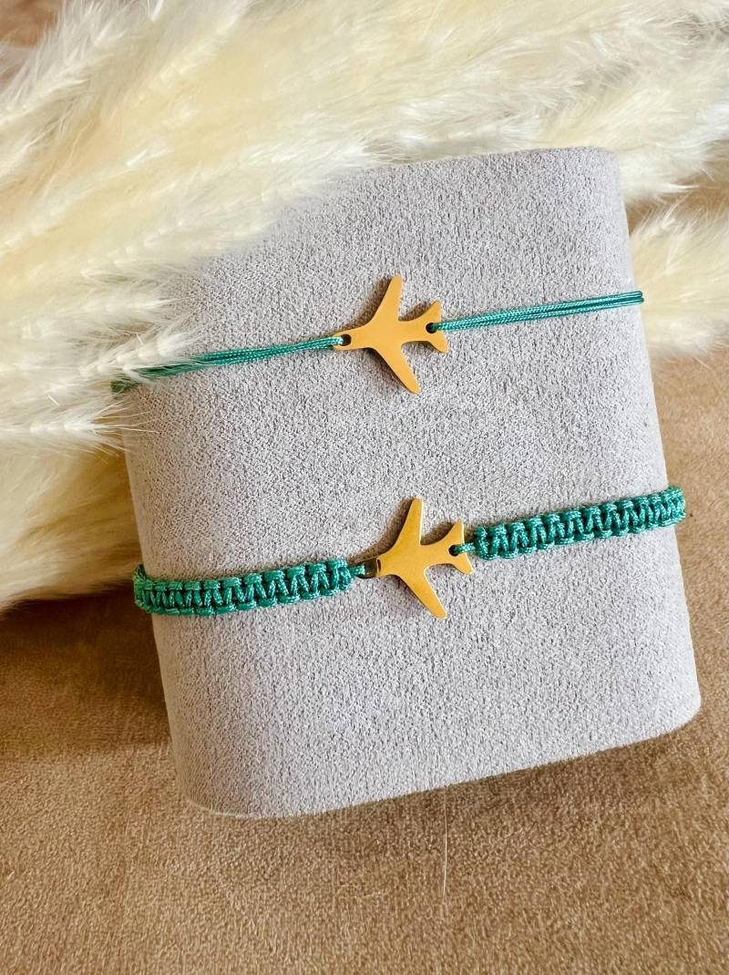 Armband Flugzeug Makramee Filigran Gold Edelstahl 18K Vergoldet Charms, Wasserfest Armband Flugzeug Makramee Filigran Gold Edelstahl 18K Vergoldet Charms, Wasserfest von GiulsJewelryDE