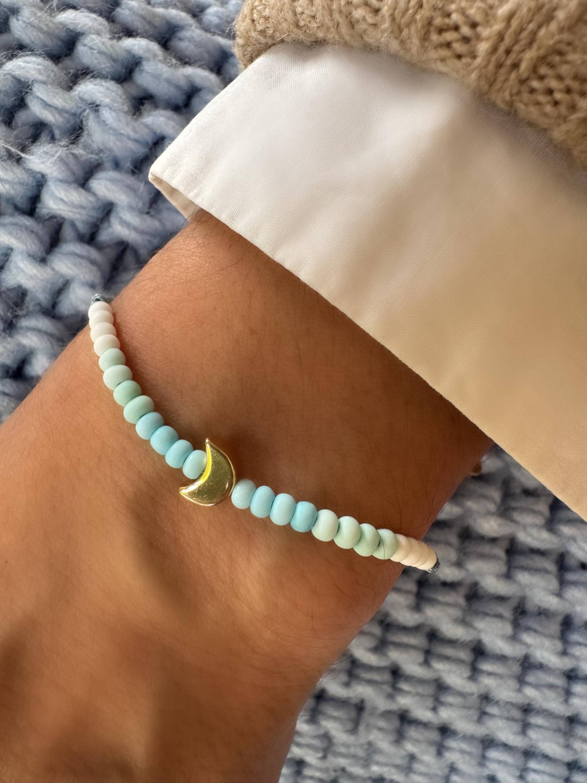 Armband Mond Perlen Makramee Filigran Gold Edelstahl Armband Mond Perlen Makramee Filigran Gold Edelstahl von GiulsJewelryDE