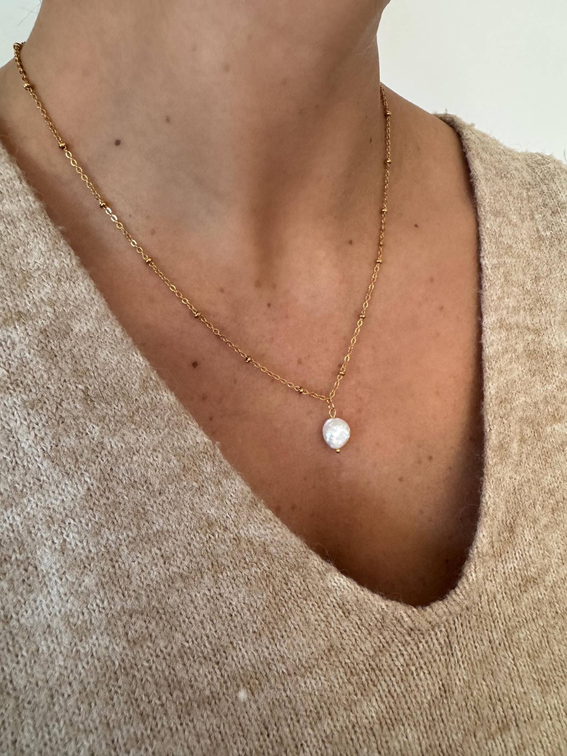 Kette Süßwasserperle Vergoldet 18K Edelstahl Kette Süßwasserperle Vergoldet 18K Edelstahl von GiulsJewelryDE