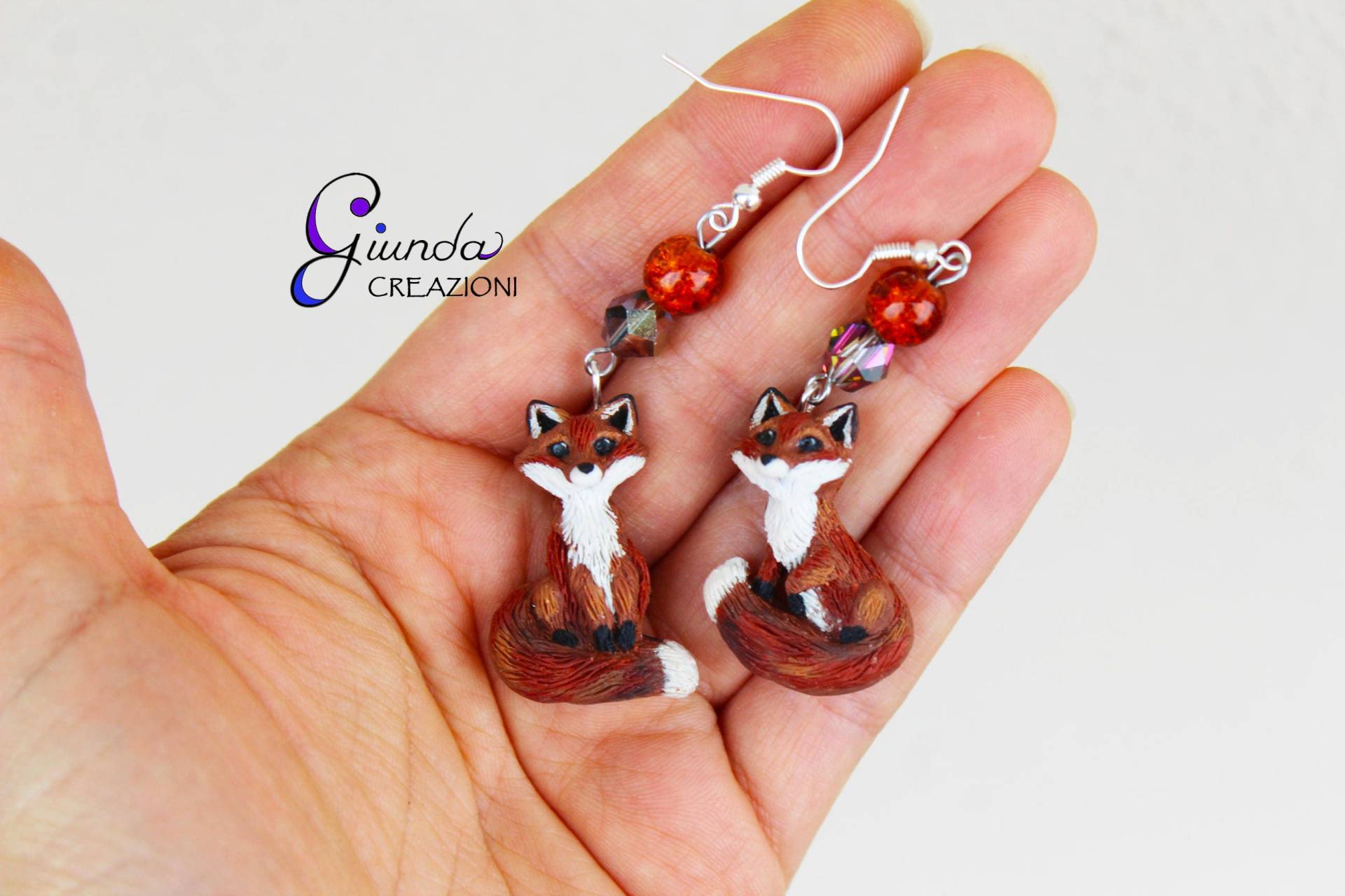 Ohrringe Mit Füchsen, Handgefertigt Aus Fimo, Baumelnde Ohrringe Mit Füchsen, Handgefertigt Aus Fimo, Baumelnde von GiundaCreazioni
