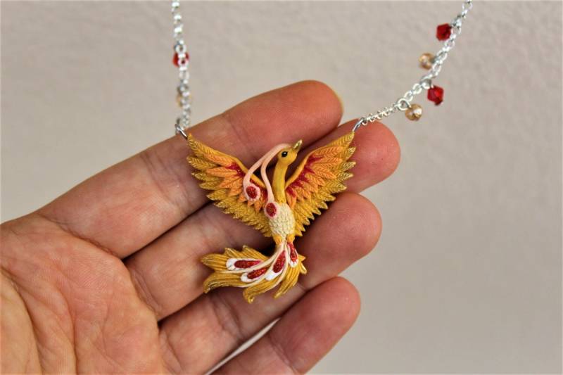 Phoenix-Halskette Handgemacht in Kleinen Version Polymer Clay Phoenix-Halskette Handgemacht in Kleinen Version Polymer Clay von GiundaCreazioni