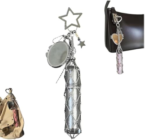 Chic Lip Gloss Holder with Mirror – Lipstick Holder Stainless, 2 in 1 Stainless Steel Lipstick Holder, Key Chain Lip Gloss, Forward & Functional Design, Cosmetic Bag Charms (Star) von Giurui