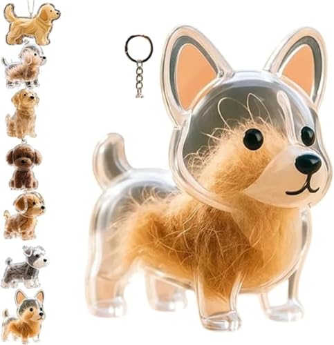 Giurui Hundehaarsammler Schlüsselanhänger Charm Memorial Aufbewahrungsbox Tierhaare Andenken Transparent Niedlich Schlüsselanhänger Transparent Tierhaare Schlüsselanhänger Niedliche Tierhaare Sammlung von Giurui
