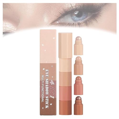 Stacked 4 Colour Eyeshadow Stick,Smooth Cream Nude Eye Shadow Stick Brightener Eyeshadow Pencil Crayon Highlighter Eye Shadow Stick Sets-Long Lasting Waterproof Eye Shadow Make Up (B) von Giurui